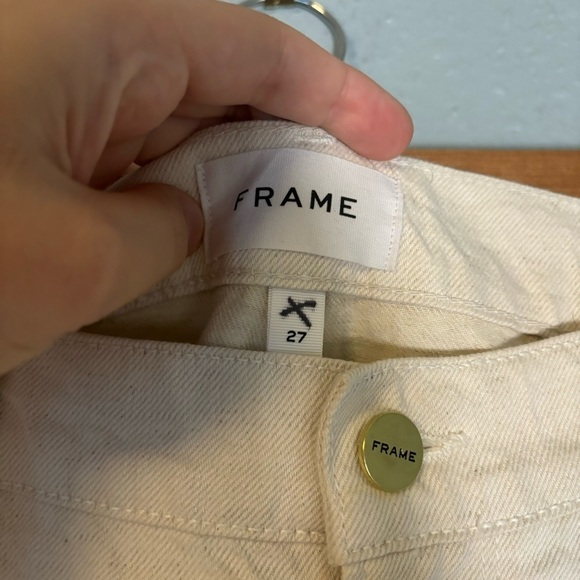 Frame Women's Le Garçon White Distressed Straight Leg Jean Size 27‎ Denim Boho - Picture 2 of 10